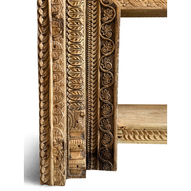 Wood Vintage Indian Carved Moulding & Iron Console Table For Sale - Image 7 of 7