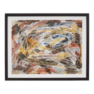 Vintage Midcentury Modern Abstract Painting, Framed, Signed Jacob Semiatin, 1959 For Sale