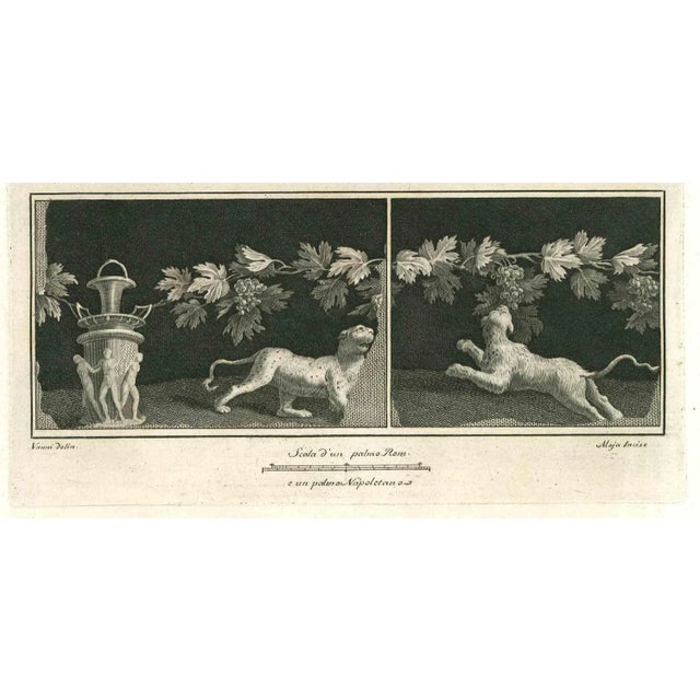 Ancient roman statues, from the series "antiquities of herculaneum", is an original etching on paper realized from a...