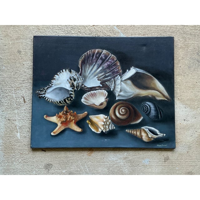 Vintage Mon Jones Shell Still Life Oil Painting For Sale - Image 4 of 12
