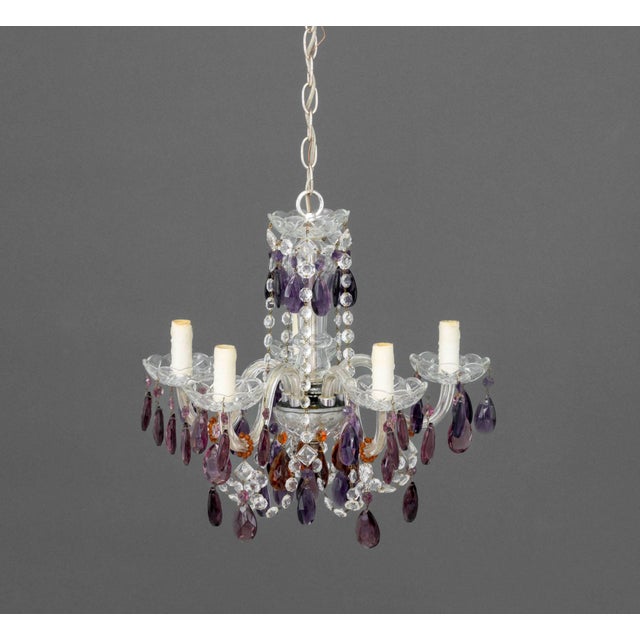 Murano Amethyst Glass Five-Branch Chandelier For Sale - Image 11 of 11