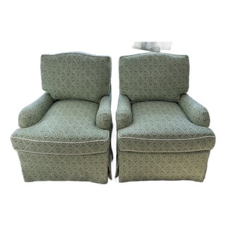 Pair of O.Henry House Hanover Club Chairs Cover in Raoul Textiles Coverlet Caper For Sale
