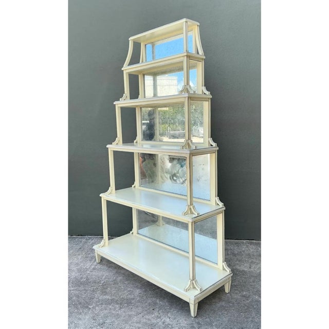 Cream Vintage Charlotte Moss Regency Mirror Back Etagere For Sale - Image 8 of 12