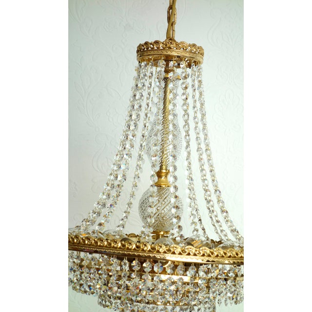 Brass, Lead Crystal and 24k Gold-Plated 5-Light Chandelier from Sölken Leuchten, 1970s For Sale - Image 4 of 14