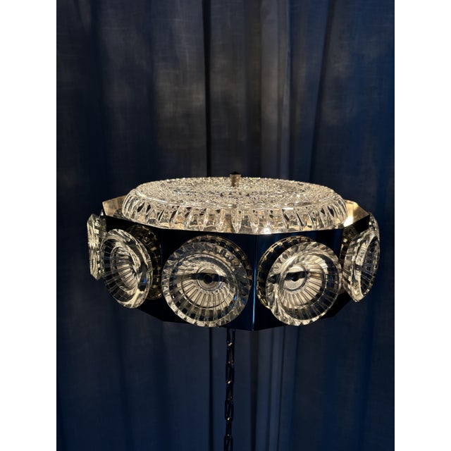 Metal Ceiling Lamp with Crystal Elements by Carl Fagerlund for Orrefors, Sweden, 1960s For Sale - Image 12 of 18