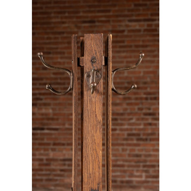 Early 20th Century Arts & Crafts Style Oak Hall Tree For Sale In Chicago - Image 6 of 8