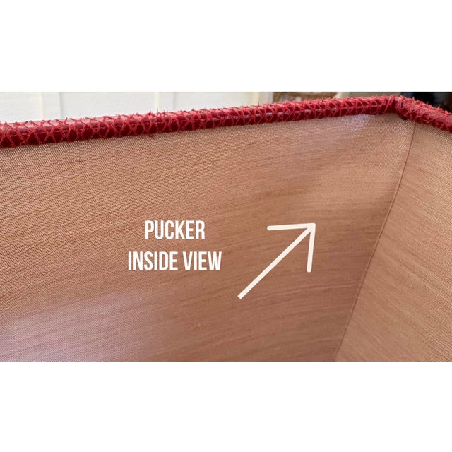 Deep Red Faux Lizard Embossed Vinyl Rectangular Lamp Shade – Bouillotte Style Shade - Ralph Lauren or Traditional Decor, 18” X 10” X 10” For Sale - Image 9 of 9