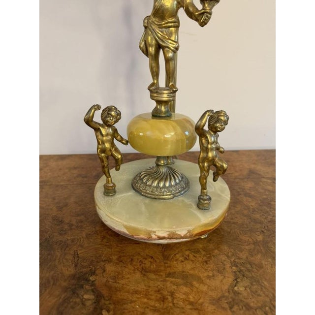 Edwardian Onyx and Gilded Brass Table Lamp, 1910s For Sale - Image 4 of 6