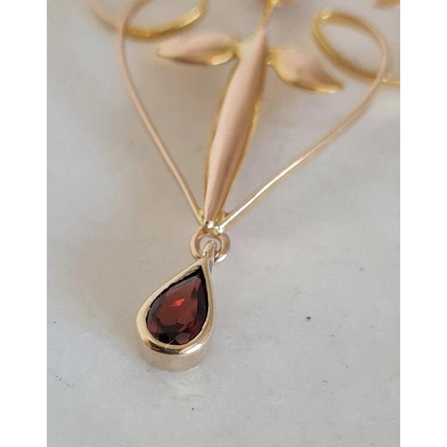 Antique Art Nouveau Gold Amethyst & Garnet Pendant Necklace, 1900 For Sale - Image 9 of 12