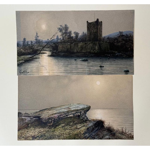 Eugen Niethe, Scottish Landscape, Threave Castle, 1900, Watercolor, Set of 2 For Sale - Image 10 of 17