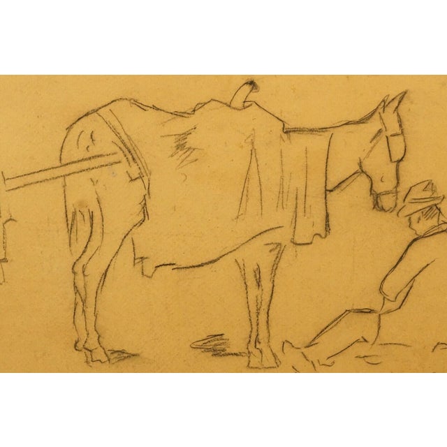 Giovanni Bartolena, Man with Horse and Cart, 1800s, Pencil on Paper, Framed For Sale - Image 4 of 11