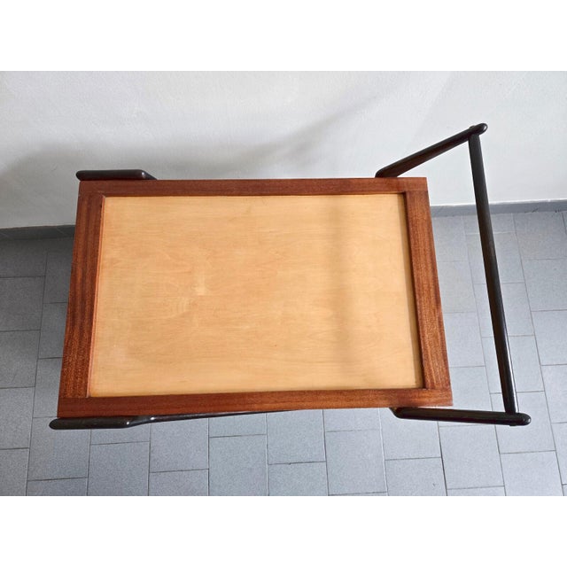 Vintage Rolling Bar Cart in Mahogany and Varnished Wood, 1950s For Sale - Image 4 of 17