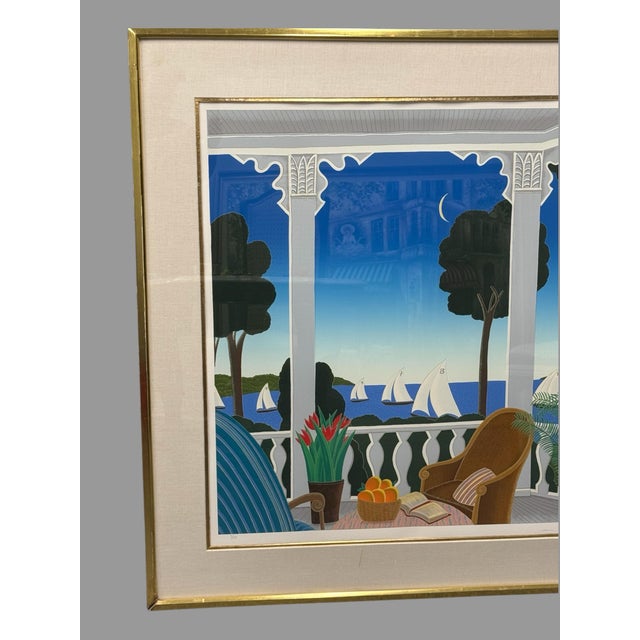 Large Signed Limited Edition Marblehead Coastal Veranda Serigraph Print McKnight Description: Offered is a beautiful large...