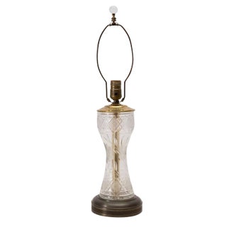 Antique Cut Glass Vase Lamp With Crystal Finial For Sale