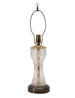 Cut Glass Vase Lamp With Crystal Finial