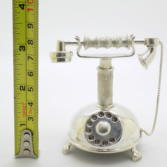 Vintage Italian Handmade Genuine Sterling Silver Large Old Dial Phone Figurine Sculpture For Sale - Image 13 of 14