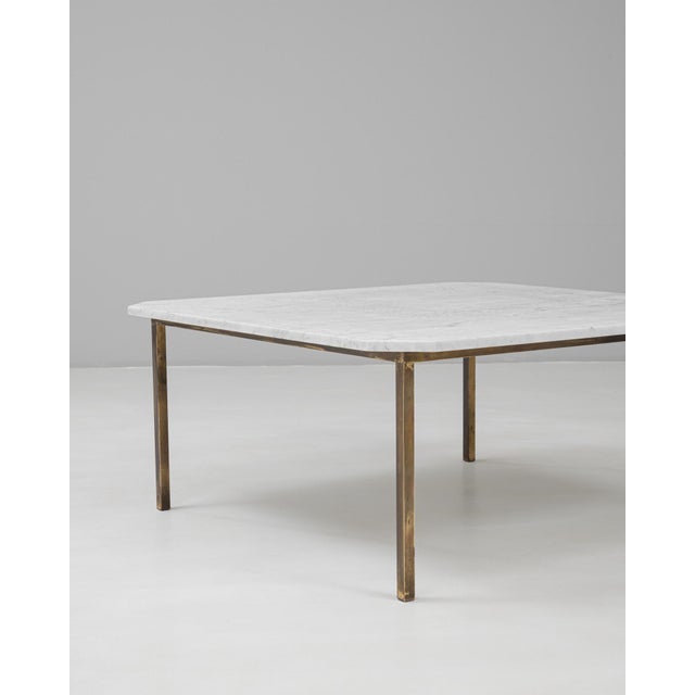 20th Century Italian Brass Coffee Table With Marble Top For Sale - Image 4 of 18