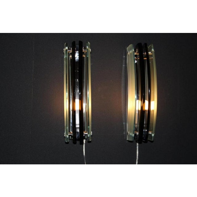 Sconces in Smoked and Light Green Glass in the style of Max Ingrand, 1960s, Set of 2 For Sale - Image 11 of 15