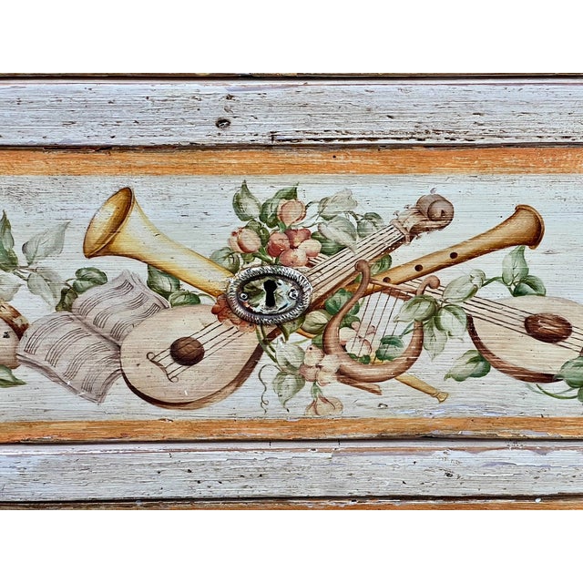 White Antique Italian Paint Decorated Four Drawer Commode C. Early 19th Century For Sale - Image 8 of 12