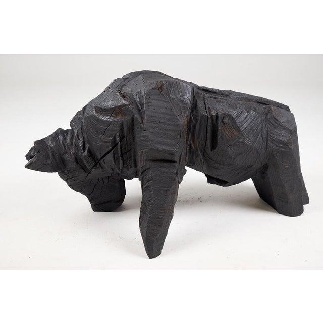 Wood Taurus Chainsaw Carved in Burnt Oak by Logniture For Sale - Image 7 of 18