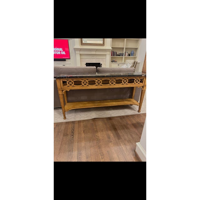 Transitional 1990s Century Furniture Console Table With Marble Top For Sale - Image 3 of 3