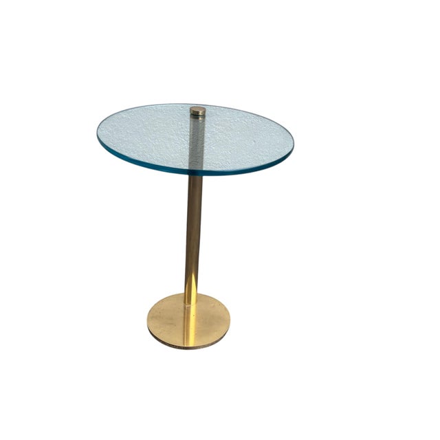 Metal Mid 20th Century Attributed Leon Rosen Pace Solid Brass Glass Side Table For Sale - Image 7 of 15