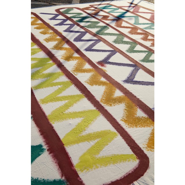 White "Zig Zag Sketch" Large Abstract Painting by Simon Findlay For Sale - Image 8 of 18