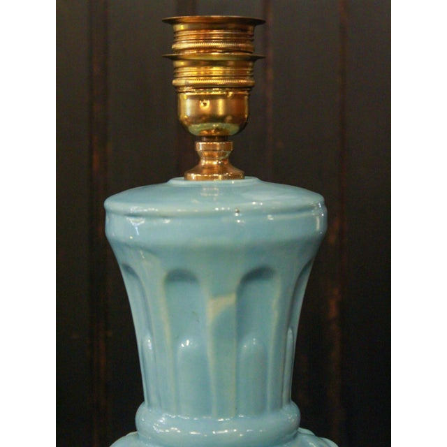 Lamp in Light Blue with Leaves and Textures from Manises, 1970s For Sale - Image 3 of 8