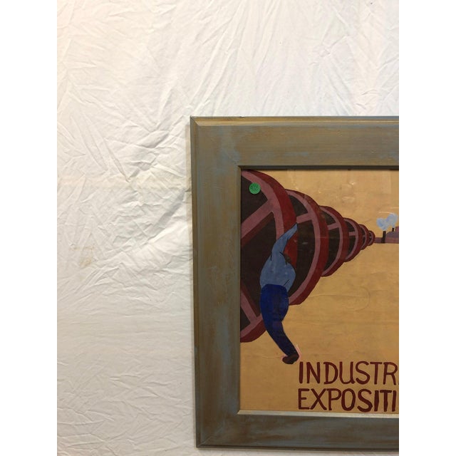 Industrial Mid 20th Century Industrial Exposition Original Acrylic Painting on Paper For Sale - Image 3 of 4