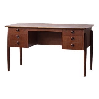 Mid-Century Modern Danish Teak Desk with Six Drawers, 1960s For Sale