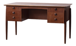 Mid-Century Modern Danish Teak Desk with Six Drawers, 1960s