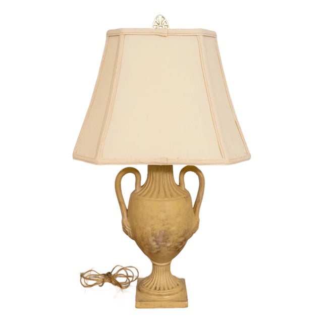 Vintage Neoclassical Urn Table Lamp With Swing Handles For Sale