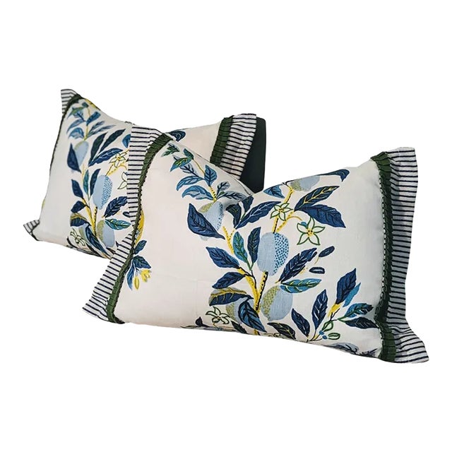 Schumacher Citrus Garden Lumbar Pillow Covers- Set of 2 For Sale
