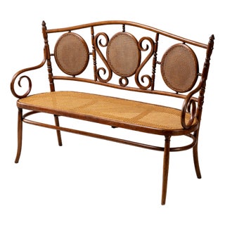Antique Austrian Bentwood Settee For Sale