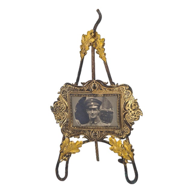 Antique Standing Photo Frame in Gilded Metal, 1890s For Sale
