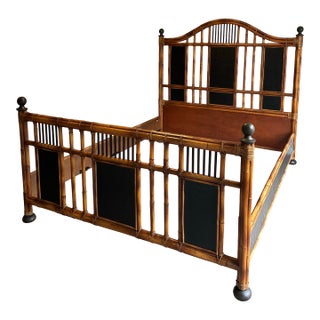 Late 20th Century Milling Road by Baker British Colonial Bamboo Queen Bed Frame For Sale