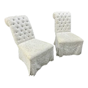 19th Century French Tufted Side Chairs Set of 2