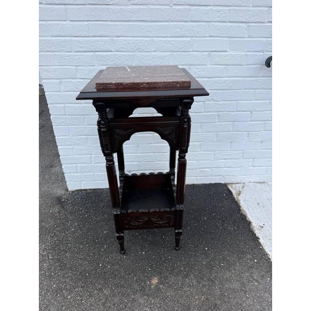 Antique Victorian Eastlake-Style Parlor 2 Tier Side Table or Stand. Marble top is removable, sturdy and strong Well...