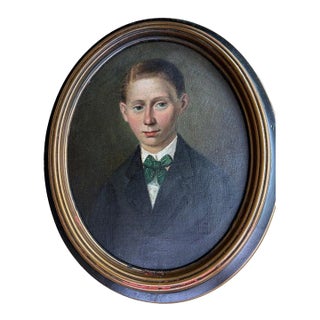 19Thc Early Folk Portrait of a Young Boy For Sale