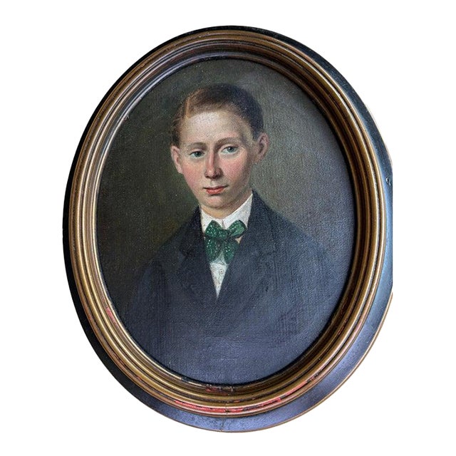 19Thc Early Folk Portrait of a Young Boy For Sale