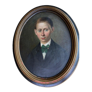 19Thc Early Folk Portrait of a Young Boy