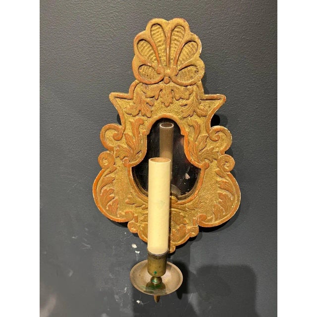Gold Late 19th Century Italian Gilt Wood Sconces - A Pair For Sale - Image 8 of 11