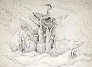 Rugged Landscape Pencil Study by George Baer