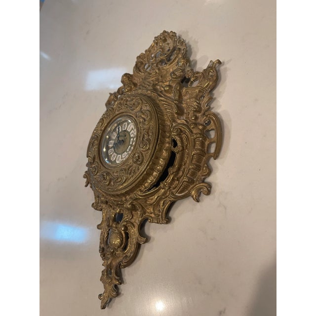 1950s 1950s Golden Bronze Wall Clock For Sale - Image 5 of 8