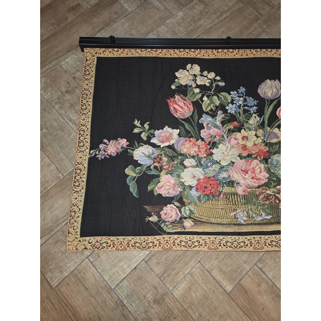 Brown Decorative 20th C Floral Basket Tapestry For Sale - Image 8 of 9