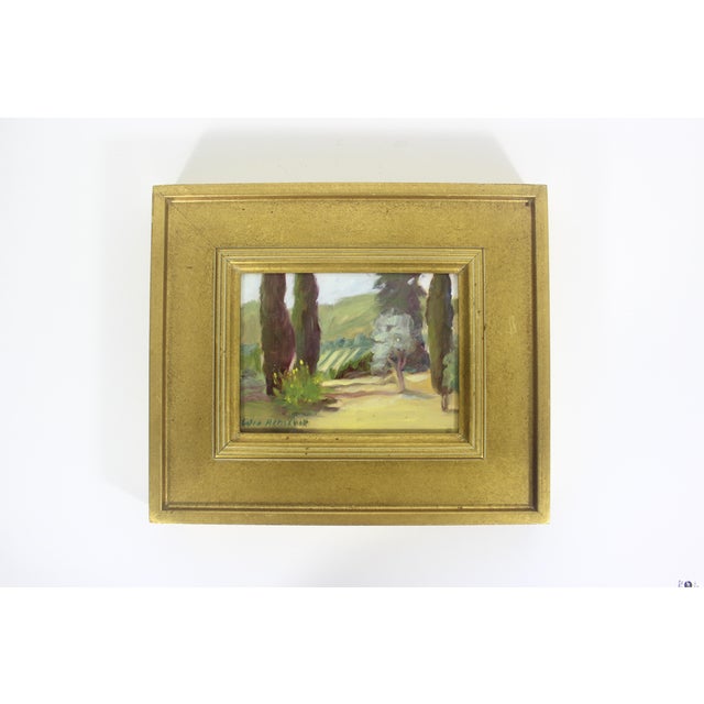 Vintage oil painting on board. Framed in a gilt wood frame. Signed by the artist in the bottom left corner. Titled on the...