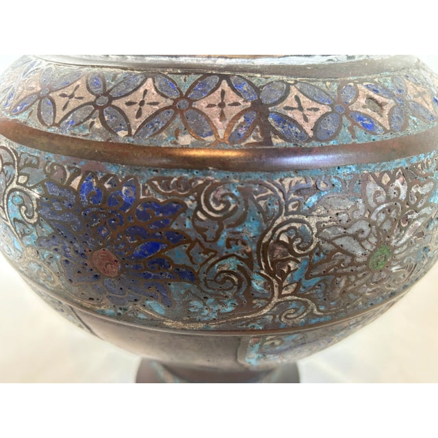 Late 19th Century Chinese Bronze and Cloisonne Vase (Champleve) For Sale - Image 12 of 14