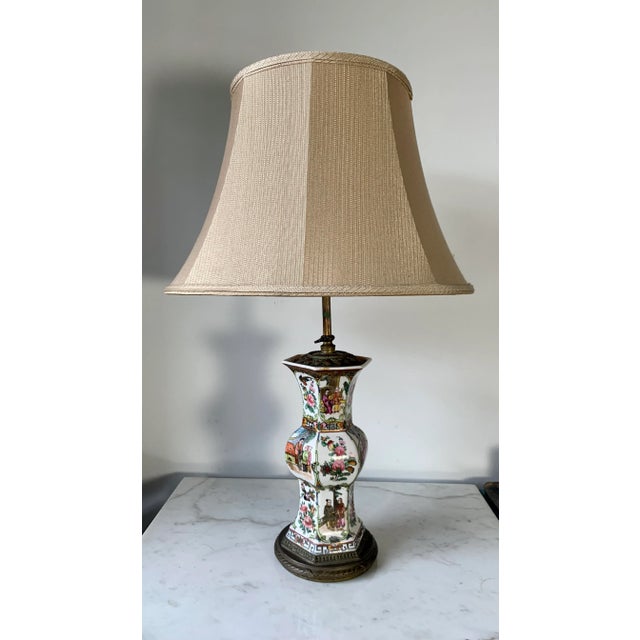 Rare hexagonal Gu form 18th or 19th century Chinese export vase converted into table lamp. I opened up the base and found...