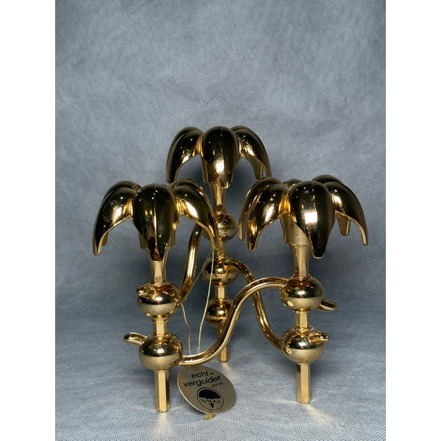 Gold Hollywood Regency 24k Gold-Plated Palm Candleholder by Nagel, Germany, 1970s For Sale - Image 8 of 8