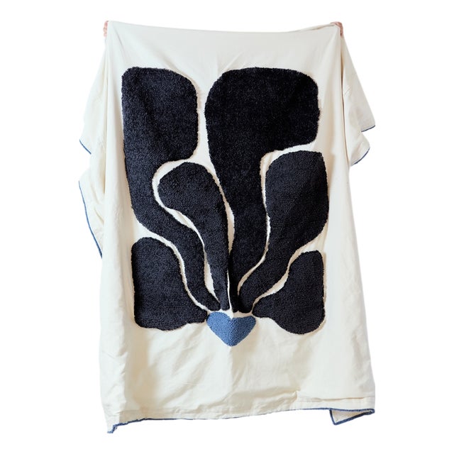 Vintage Cotton Bedcover with Wool Pattern, 2010s For Sale